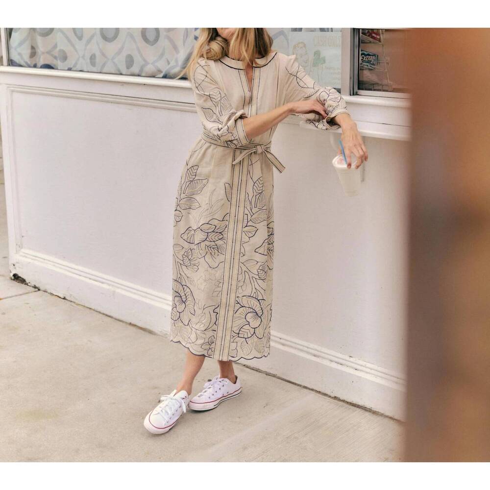 NEW CARTOLINA NANTUCKET women's sandy midi dress in natural